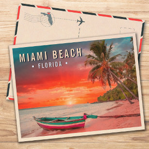 Cartão Postal Árvore Tropical de Palma de Miami Beach, Flórida, 