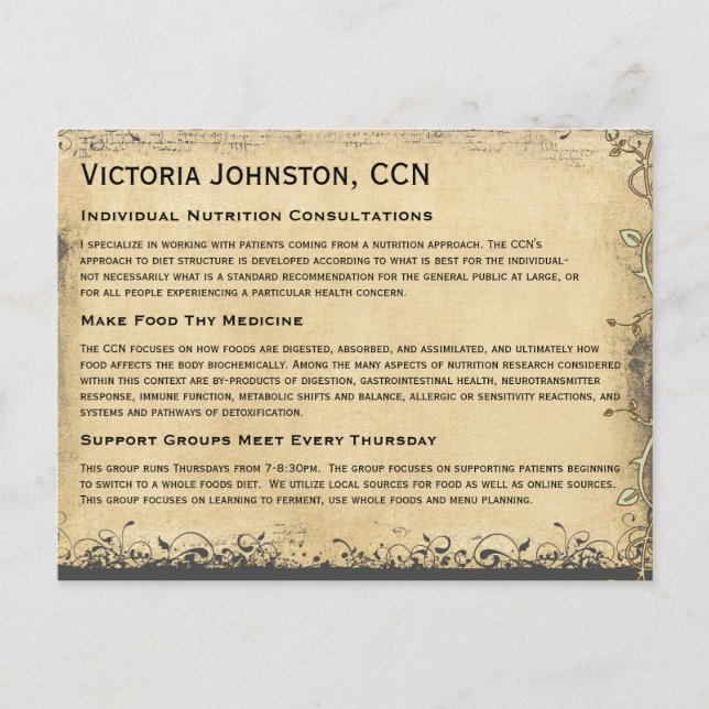 Cartão Postal Árvore Vintage com Folhas em Forma de Coração em V (Frente)