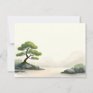 Cartão Postal Árvore Zen à Beira de um Lago