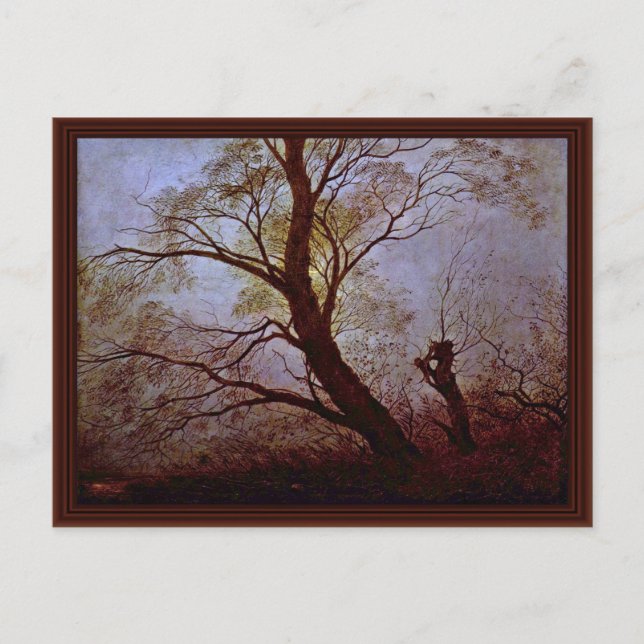 Cartão Postal Árvores À Lua Por Friedrich Caspar David (Frente)