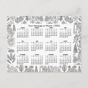 Cartão Postal Árvores da Floresta Calendário Personalizado 2026
