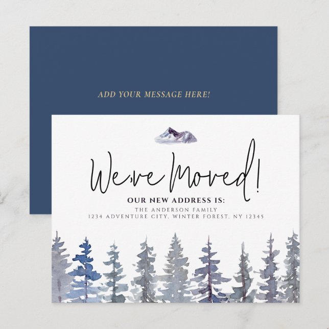 Cartão Postal Árvores de inverno Mudamos Novo Endereço (Frente/Verso)