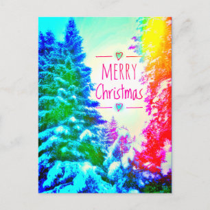 CARTÃO POSTAL ÁRVORES DE NATAL ARCO-ÍRIS CARTÃO-POSTAL