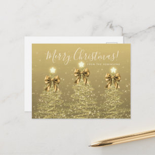 Cartão Postal Árvores de Natal Elegantes de Férias em Dourado c/