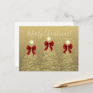 Cartão Postal Árvores de Natal Elegantes de Férias em Dourado c/