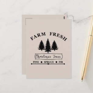 Cartão Postal Árvores de Natal modernas e frescas da fazenda