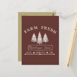 Cartão Postal Árvores de Natal modernas e frescas da fazenda