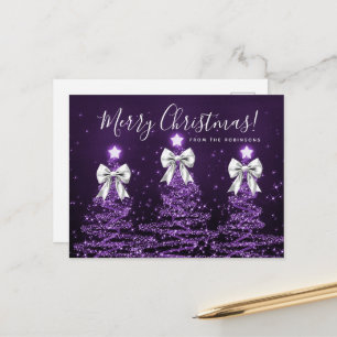 Cartão Postal Árvores de Natal Roxas de Férias Elegantes Arcos P