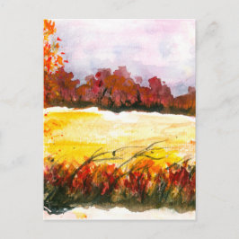 Cartão Postal Árvores de Outono de Abstrato de Aquarelas