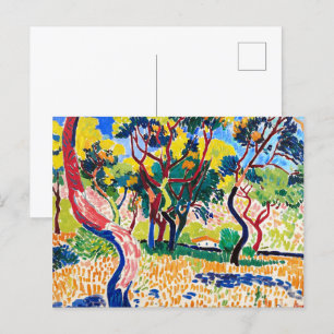 Cartão Postal Árvores em Collioure Andre Derain