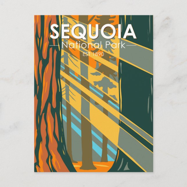 Cartão Postal Árvores Gigantes do Parque Nacional Sequoia (Frente)