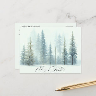 Cartão Postal Árvores nevadas aquarela Natal personalizado