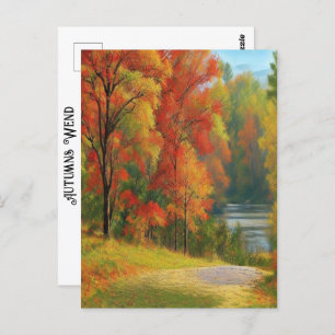 Cartão Postal Árvores Rio Coloridos Autumôs Eternos Wend Art