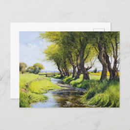 Cartão Postal Árvores Sombrias por um Fluxo Fluente