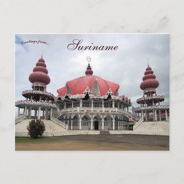 Cartão Postal Arya Dewaker Mandir no Paramaribo Suriname (Frente)