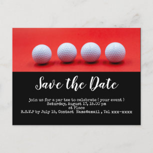 Cartão Postal As bolas de golfe estão em fundo vermelho
