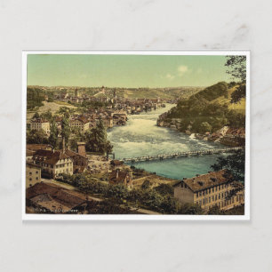 Cartão Postal As cataratas do Reno, visão geral, Schaffhausen