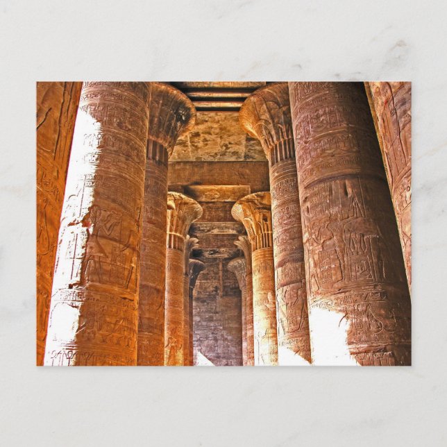 Cartão Postal As Colunas do Templo Edfu, Egito (Frente)