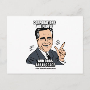 Cartão Postal AS CORPORações SÃO PESSOAS E OS CÃES SÃO BAGAGEM
