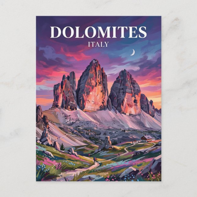Cartão Postal As Dolomitas Itália (Frente)