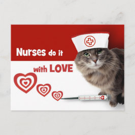 Cartão Postal As Enfermeiras Fazem com Amor. Kitty Engraçado 