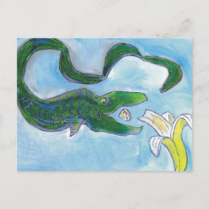 Cartão Postal As enguias comem bananas!