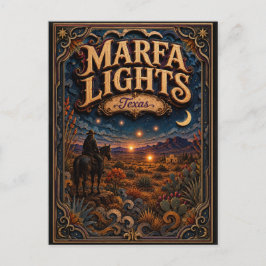 Cartão Postal As Luzes de Marfa Texas Popcut Legends