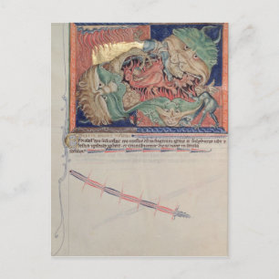 Cartão Postal As mandíbulas do inferno engolindo o dragão vermel