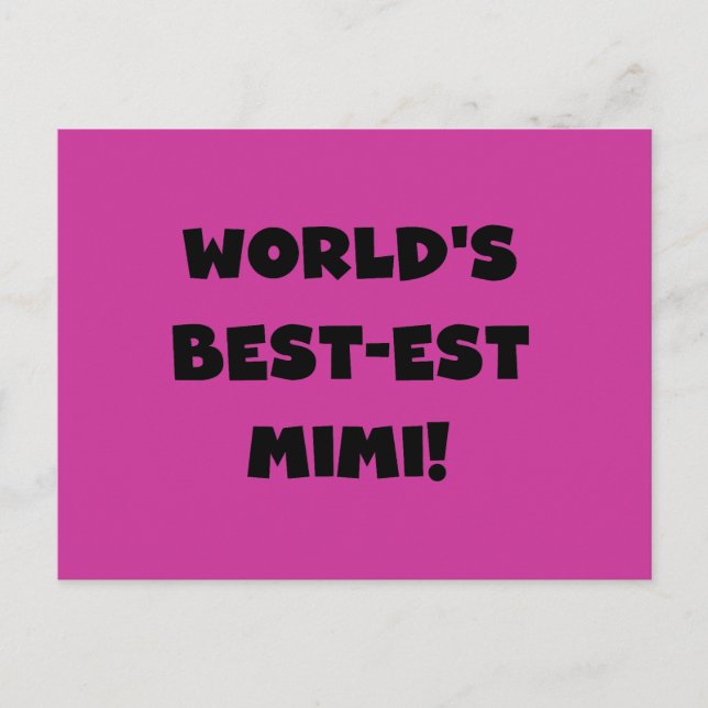 Cartão Postal As melhores t-shirts de texto preto Mimi do mundo (Frente)