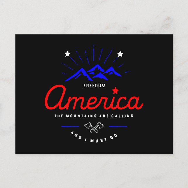 Cartão Postal As Montanhas da América Estão Chamando Eu Devo Ir  (Frente)