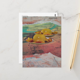 Cartão Postal As Montanhas de Pêssego Colagem Surrealista