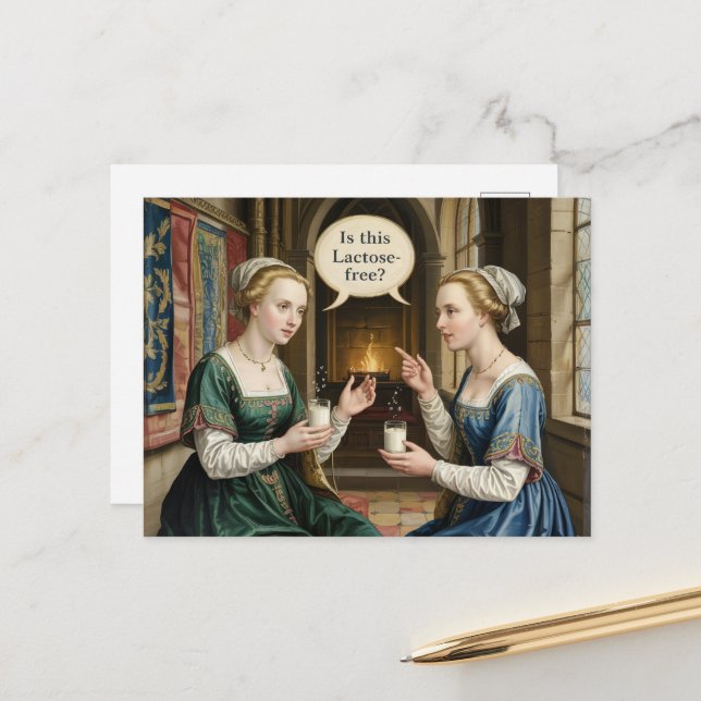 Cartão Postal As Mulheres Engraçadas Perguntam Se Esta Lactose E (Frente/Verso In Situ)