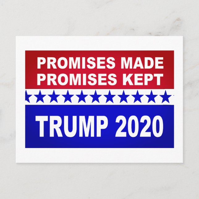 Cartão Postal As promessas de Trump 2020 mantiveram a popularida (Frente)