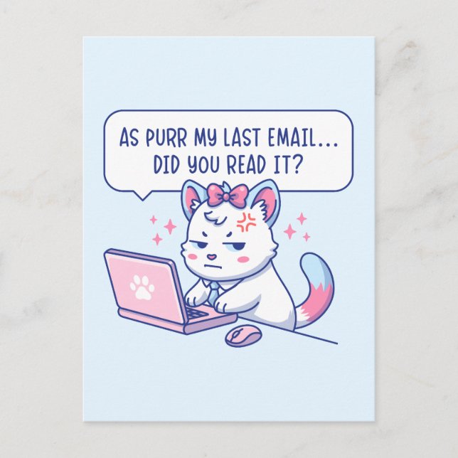 Cartão Postal As Purr My Last Email - Funny Cat Office Humor (Frente)