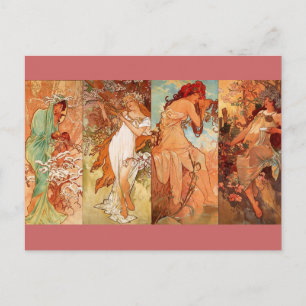Cartão Postal As Quatro Estações - Art Nouveau