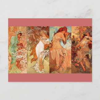 Cartão Postal As Quatro Estações - Art Nouveau