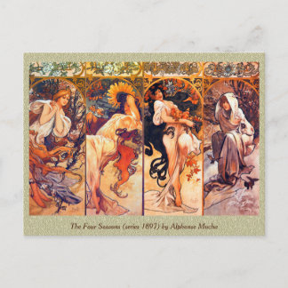Cartão Postal As Quatro Estações (série 1897) de Alphonse Mucha