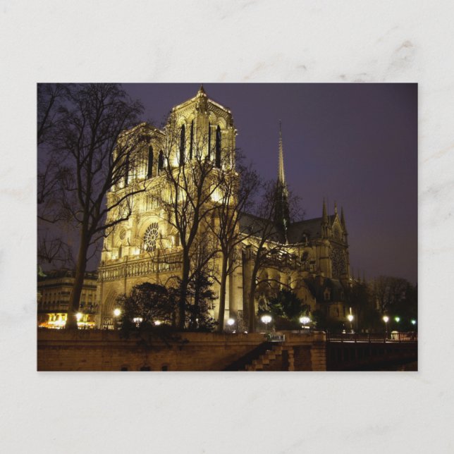 Cartão Postal As torres de Notre Dame à noite, Paris (Frente)