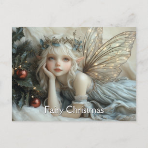 Cartão Postal Asas de Ouro de Fada Enfeites de Natal Vermelhos