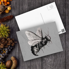 Cartão Postal Asas do crânio da abelha gótica