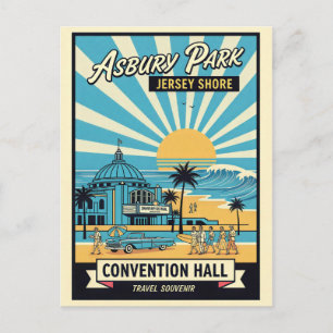Cartão Postal Asbury Park NJ Costa de Jersey Retro
