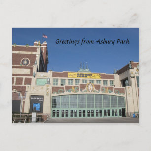 Cartão Postal Asbury Park NJ Paramount Theatre & Council Hall