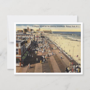 Cartão Postal Asbury Park NJ, Uma Multidão Feliz na Pista de 195