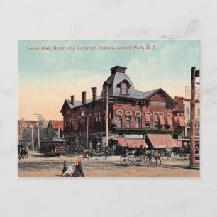 Cartão Postal Asbury Park, Nova Jersey, Rua Principal, Vintage