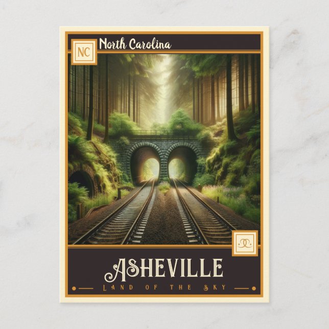 Cartão Postal Asheville, Carolina do Norte | Vintage (Frente)