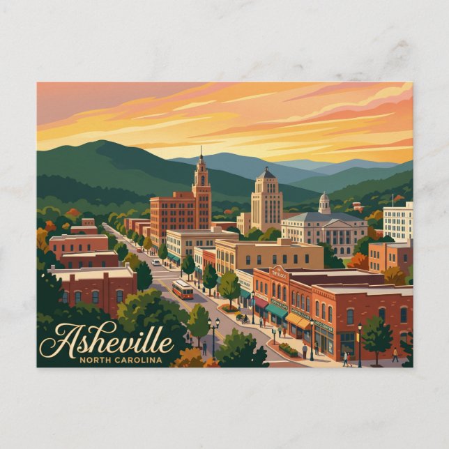 Cartão Postal Asheville EUA (Frente)