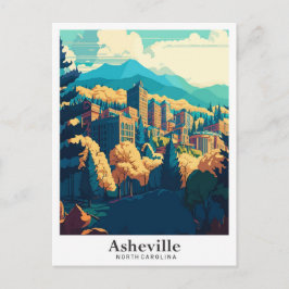Cartão Postal Asheville North Carolina Viagem Art Vintage