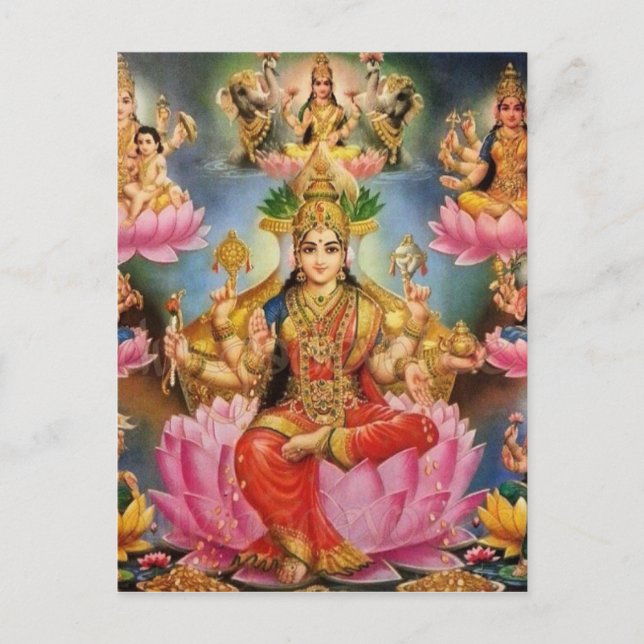 Cartão Postal Ashtalakshmi - Oito formas de Lakshmi (Frente)