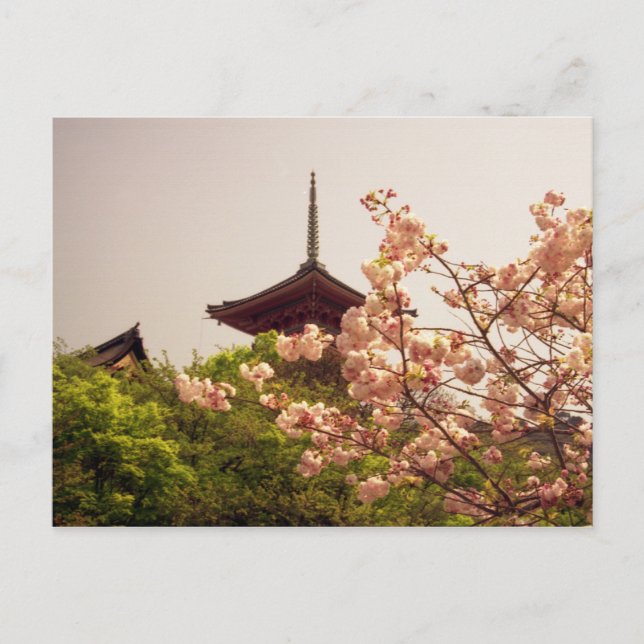 Cartão Postal Ásia, Japão, Quioto, templo Kiyomizu na primavera (Frente)