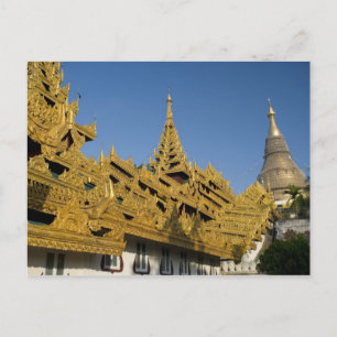 Cartão Postal Ásia, Mianmar, Yangon. Stupa dourada de Shwedagon